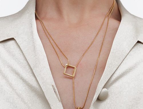 Gold Plated Double Layered Asymmetrical Necklace
